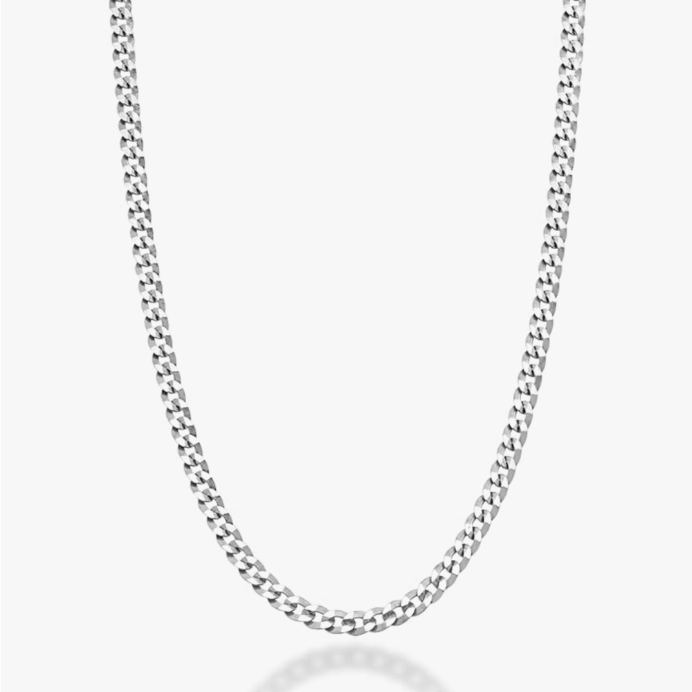 Italian Solid 925 Sterling Silver 2.3mm Curb Cuban Link Chain Necklace